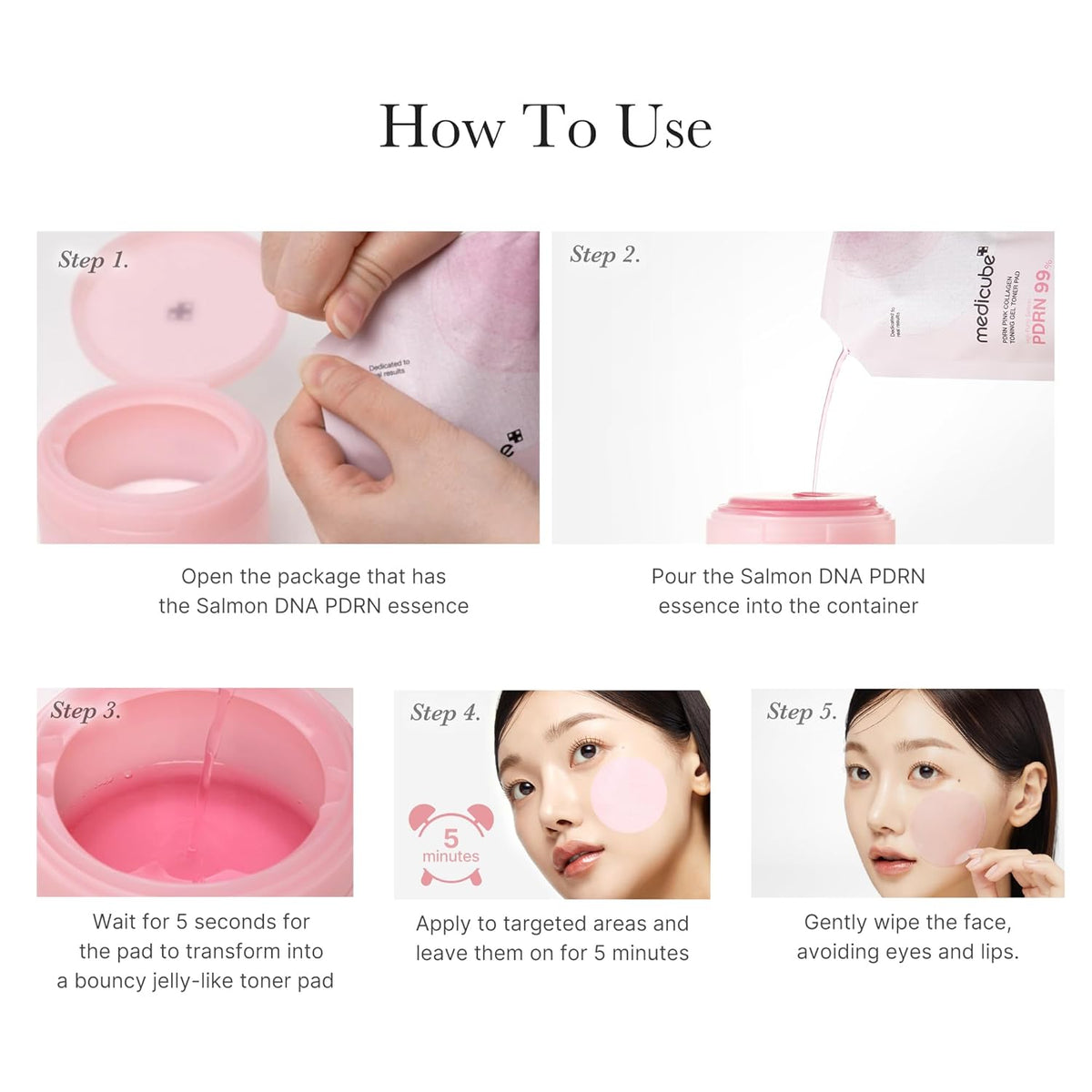 Pink PDRN Day & Night Care Duo: Salmon DNA PDRN Caffiene Overnight Wrapping Peel off Facial Mask and Salmon DNA PDRN Pink Collagen Jelly Pad
